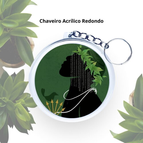 Chaveiro Personalizado Redondo de Acrílico - Orixá Ossaim