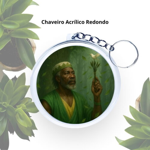 Chaveiro Personalizado Redondo de Acrílico - Orixá Ossaim