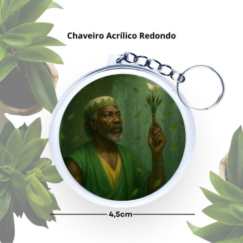 Chaveiro Personalizado Redondo de Acrílico - Orixá Ossaim