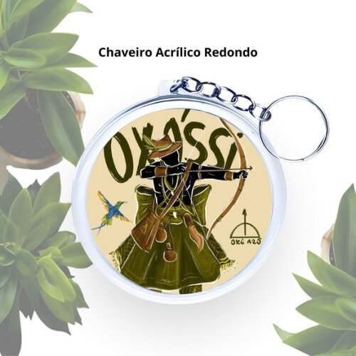 Chaveiro Personalizado Redondo de Acrílico - Orixá Oxóssi