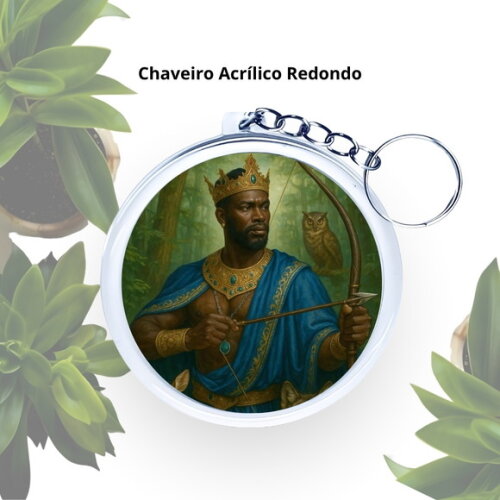 Chaveiro Personalizado Redondo de Acrílico - Orixá Oxóssi