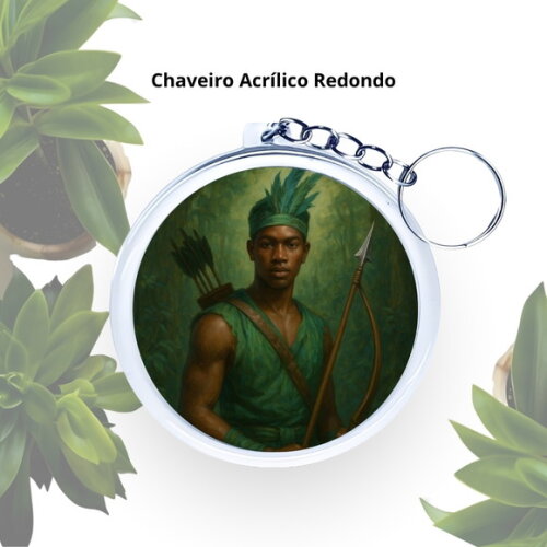 Chaveiro Personalizado Redondo de Acrílico - Orixá Oxóssi