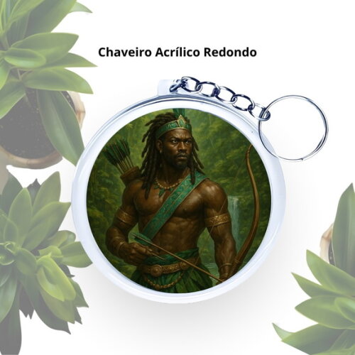 Chaveiro Personalizado Redondo de Acrílico - Orixá Oxóssi