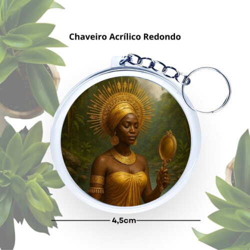 Chaveiro Personalizado Redondo de Acrílico - Orixá Oxum