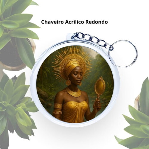 Chaveiro Personalizado Redondo de Acrílico - Orixá Oxum