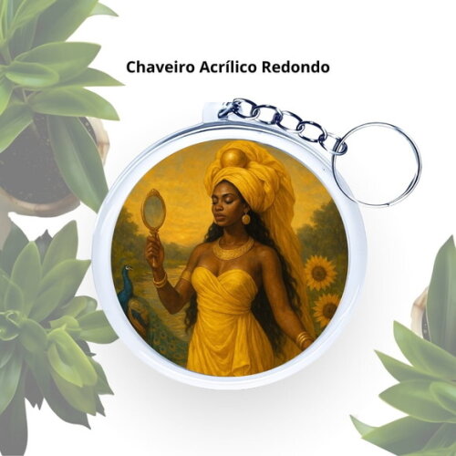 Chaveiro Personalizado Redondo de Acrílico - Orixá Oxum