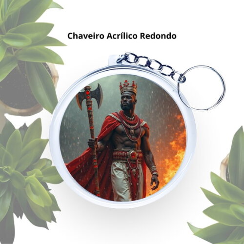Chaveiro Personalizado Redondo de Acrílico - Orixá Xangô