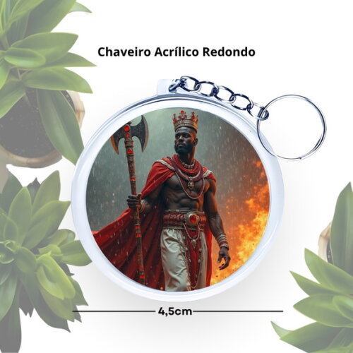 Chaveiro Personalizado Redondo de Acrílico - Orixá Xangô