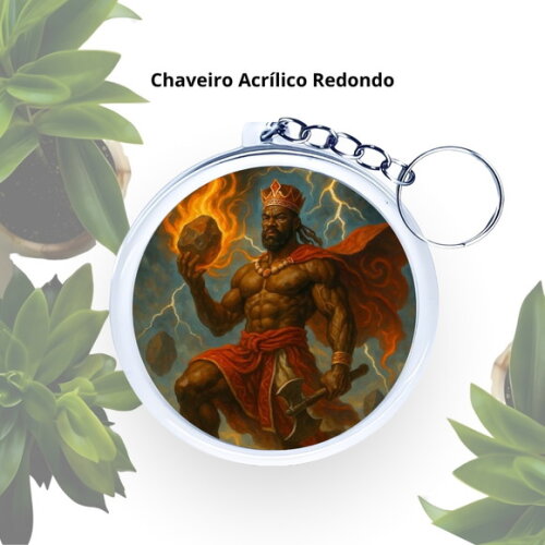 Chaveiro Personalizado Redondo de Acrílico - Orixá Xangô