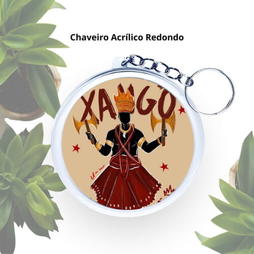 Lembrancinha Chaveiro Personalizado Redondo - Orixá Xangô