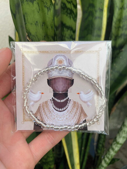 Lembrancinha Pulseira Oxalá de Miçangas com Card