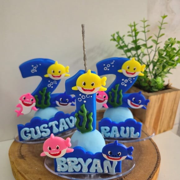 Vela Personalizada Baby Shark