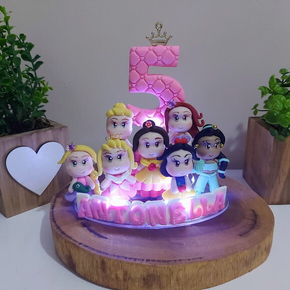 Vela Personalizada Princesas com Luzes de Led