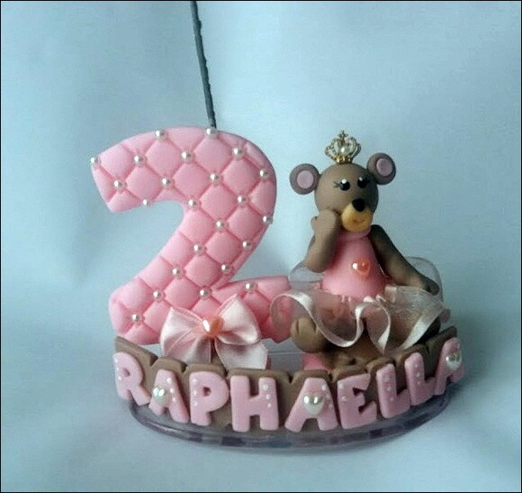Vela Personalizada Ursinha Realeza