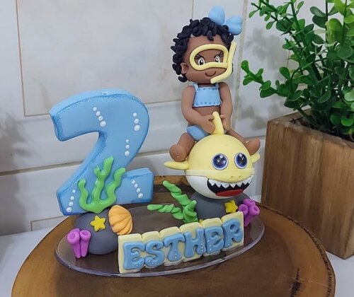 Topo de Bolo Baby Shark Menina