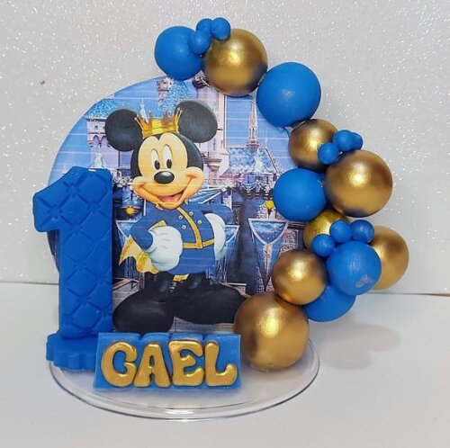 Topo de Bolo Cenario Mickey Realeza
