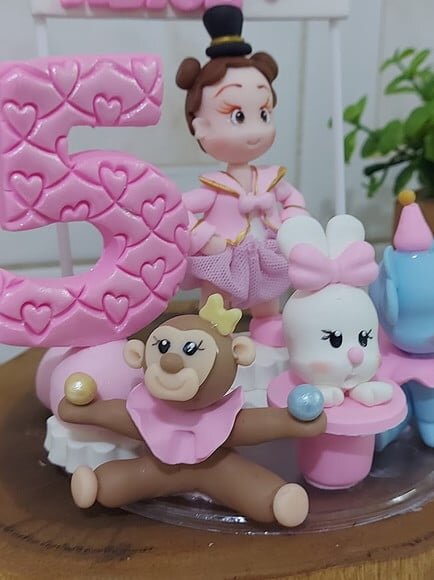 Topo de Bolo Circo Rosa
