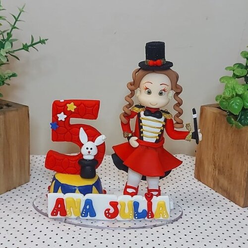 Topo de Bolo Magica de Circo