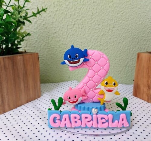 Vela Personalizada Baby Shark Menina