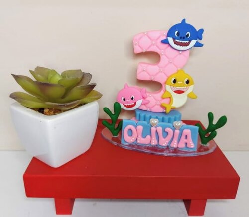 Vela Personalizada Baby Shark Menina