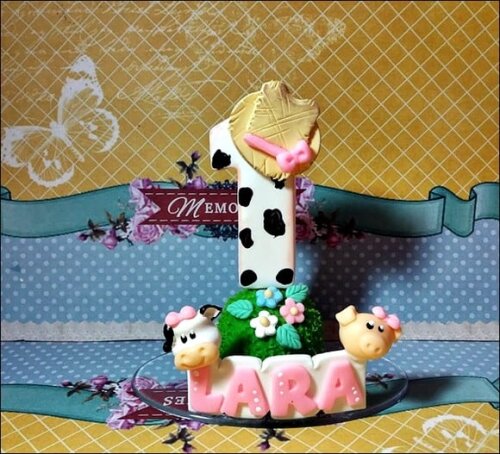 Vela Personalizada Fazendinha Rosa