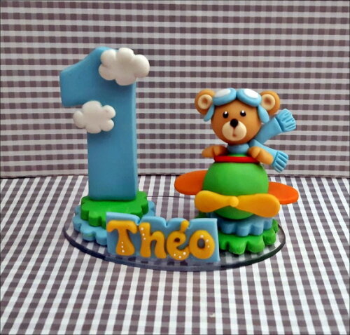 Vela Personalizada Ursinho Aviador