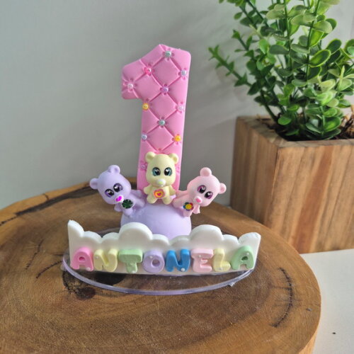 Vela Personalizada Ursinhos Carinhosos