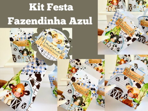 Kit Festa Fazendinha Azul (40 Peças)