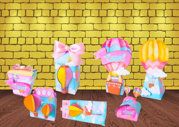 Arquivo Caixa Silhouette Balão Menina Candy Luxo