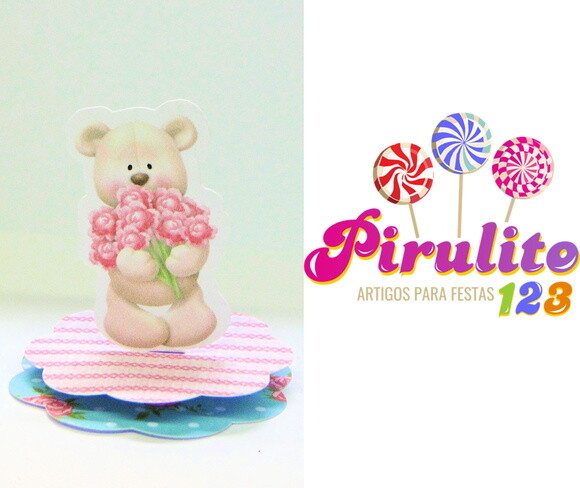 Arquivo de Corte Digital Silhouette Ursinha Mimosa Floral
