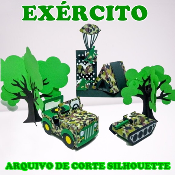 Arquivo de Corte Silhouette Exercito com Tanque e Jipe