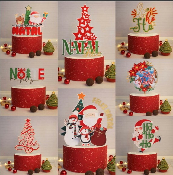 Arquivo Digital de Corte Topos de Bolo Natal e Ano Novo