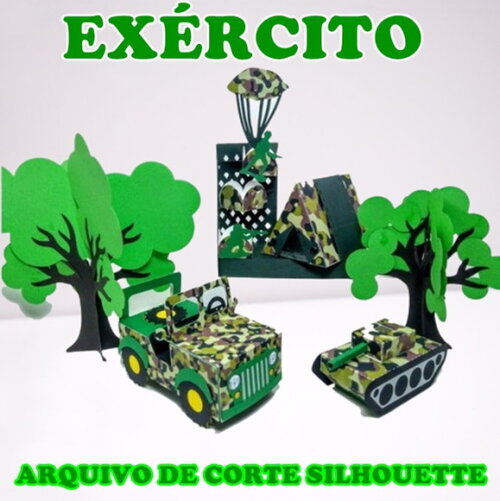 Arquivo de Corte Silhouette Exercito com Tanque e Jipe