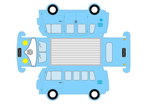 Arquivo Studio Silhouette Caixa Kombi Azul