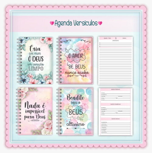 Arquivos Combo Agendas Versículos Formato Png e /ou pdf Luxo