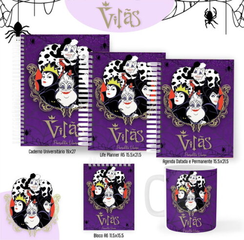 Combo de Capas Volta Ás Aulas Vilãns Disney Png/ pdf