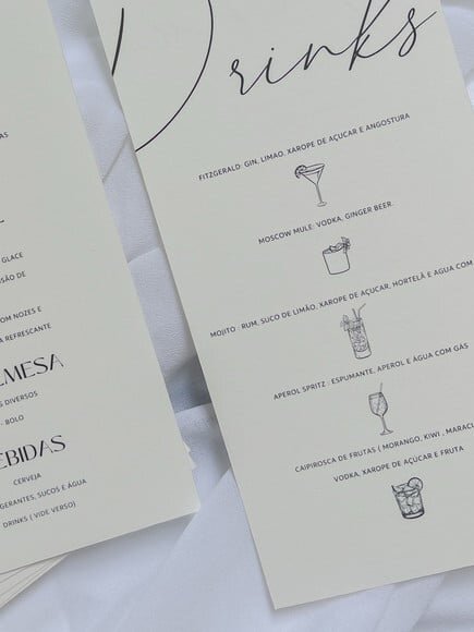 Menu de Casamento - Frente e Verso