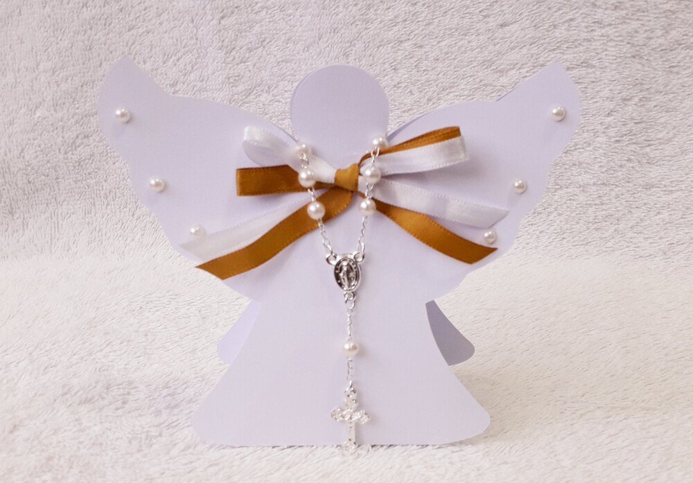 Porta Bombom com mini terço - Batizado