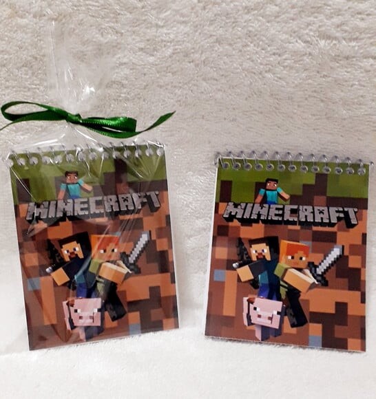 Bloquinho de Anotações com Mini Lápis Minecraft