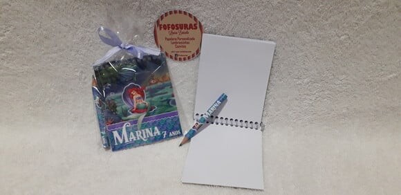 Bloquinho de Anotações com Mini Lápis PEQUENA SEREIA