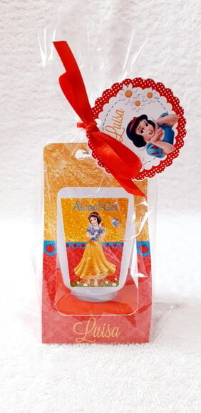 Caixinha com Bisnaga de Álcool Gel Branca de Neve