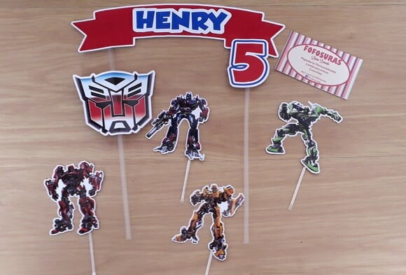 Topo de Bolo TRANSFORMERS