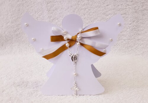 Porta Bombom com mini terço - Batizado