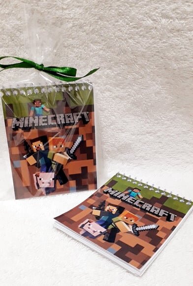 Bloquinho de Anotações com Mini Lápis Minecraft