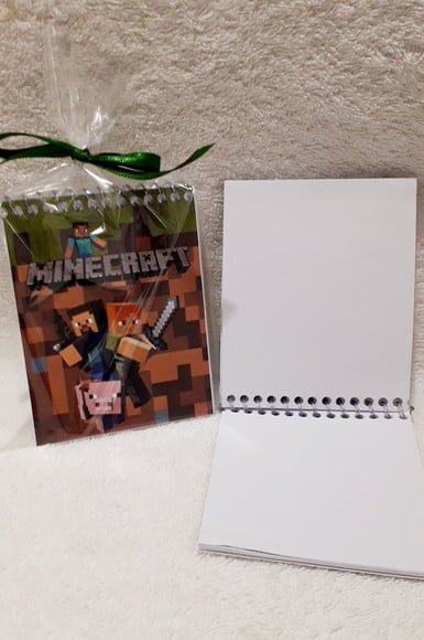 Bloquinho de Anotações com Mini Lápis Minecraft