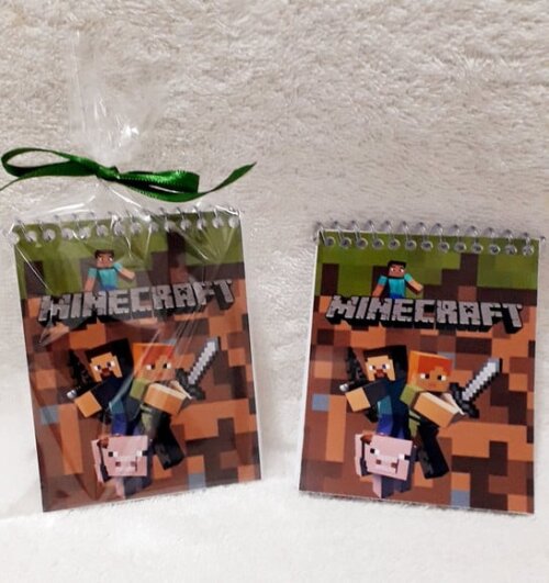 Bloquinho de Anotações com Mini Lápis Minecraft