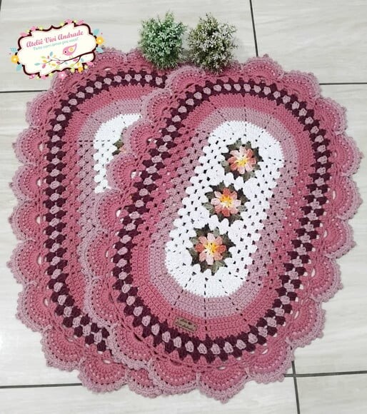 Jogo de Passadeira/cozinha Ranny Tons de Rosa-3 Peças