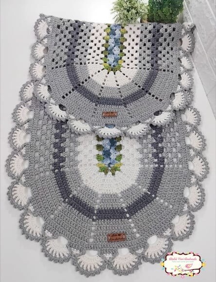 Tapete de Crochê Floral - Kit c/ 2 Unidades