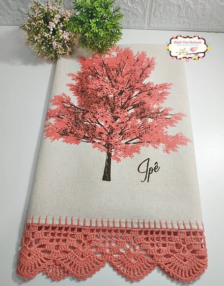 Pano de Prato/copa Rústico Coleção Ipês - Ipê Rosa