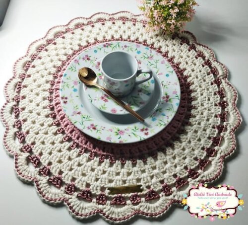 Sousplat/americano em Crochê Tradicional Luxo - 2 Peças